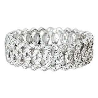 Late 20th Century Size 6.25 18K White Gold Hidalgo Diamond Eternity Wedding Band Ring For Sale