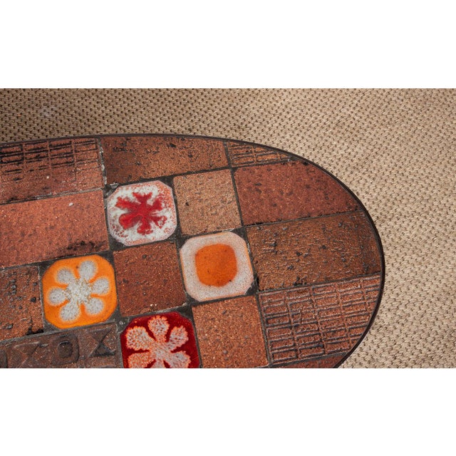 Coffee Table in Lava Stone, Ceramic and Steel by Jean Jaffeux, 1960s For Sale - Image 13 of 15