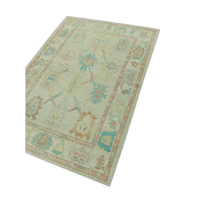 Multicolor Handwoven Turkish Oushak Rug 4'1" X 6' For Sale - Image 4 of 5