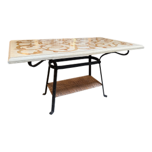 Marble + Wrought Iron Dining Table, Indoor/Outdoor