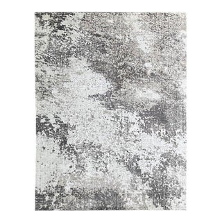 7x9 Ivory Hand-Knotted Wool Abstracted Cloudscapeist Design Carpet Rug For Sale