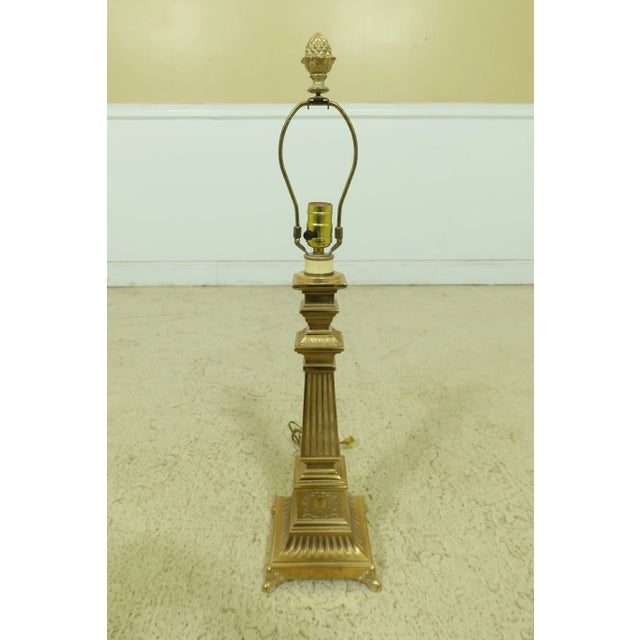 Brass Classical Design Brass Finish Metal Table Lamp For Sale - Image 8 of 8