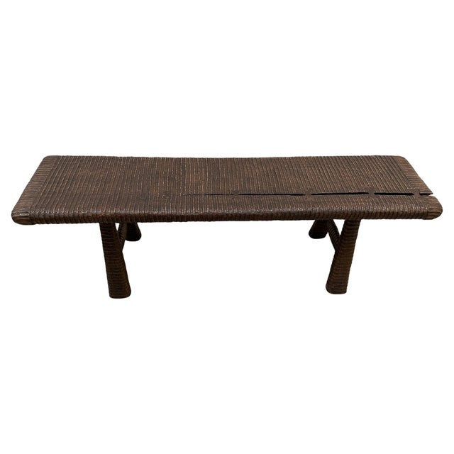 Andrianna Shamaris Impressive Hand Carved Espresso Stained Teak Wood Bench For Sale In New York - Image 6 of 18