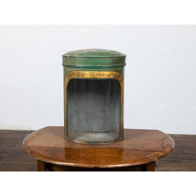 English 19th Century Parnall & Sons Green Painted Tea Box with Glass Front For Sale In Atlanta - Image 6 of 12