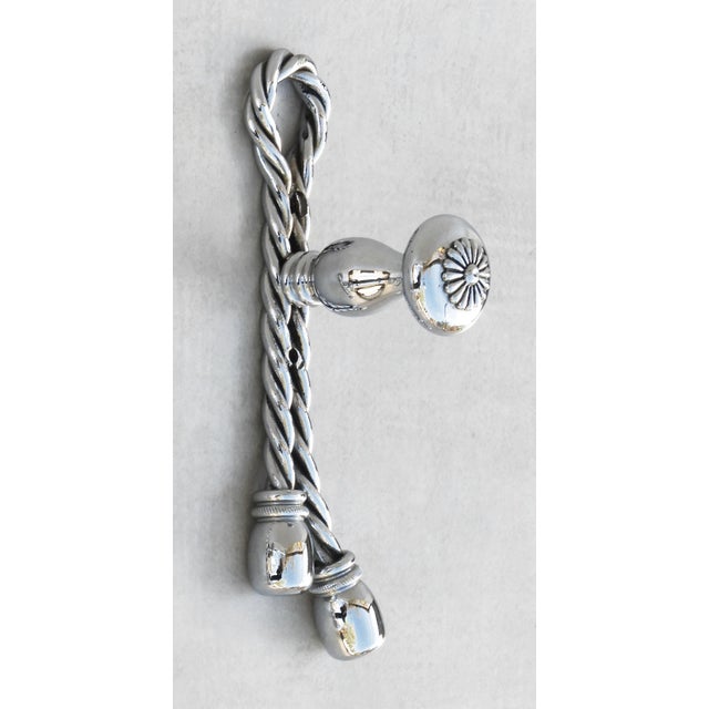 Beautiful ‘Rope and Tassel’ hook from Maison Bagues, France c1970. Stylish French hook in an unusual twisted chrome rope-...