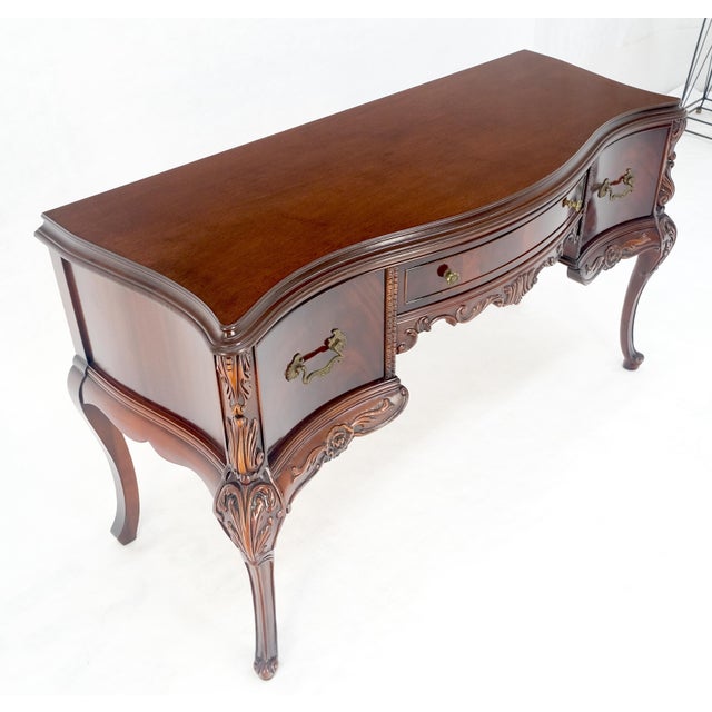 Mid 20th Century Very Fine Carved Mahogany 3 drawers c1940s Vanity Console Table Writing Desk For Sale - Image 5 of 14