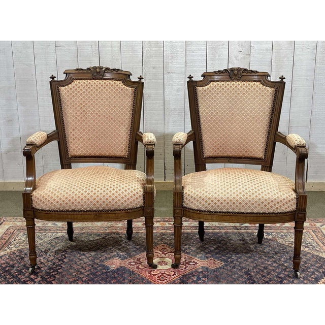 Louis XVI Armchairs in Walnut, Set of 2 For Sale - Image 15 of 18