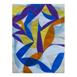 Contemporary Abstract Gouache on Arches Paper "22f2a-2022" by Alain Clément For Sale