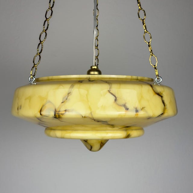 Art Deco Yellow Glass Pendant Lamp, 1930s For Sale - Image 9 of 18