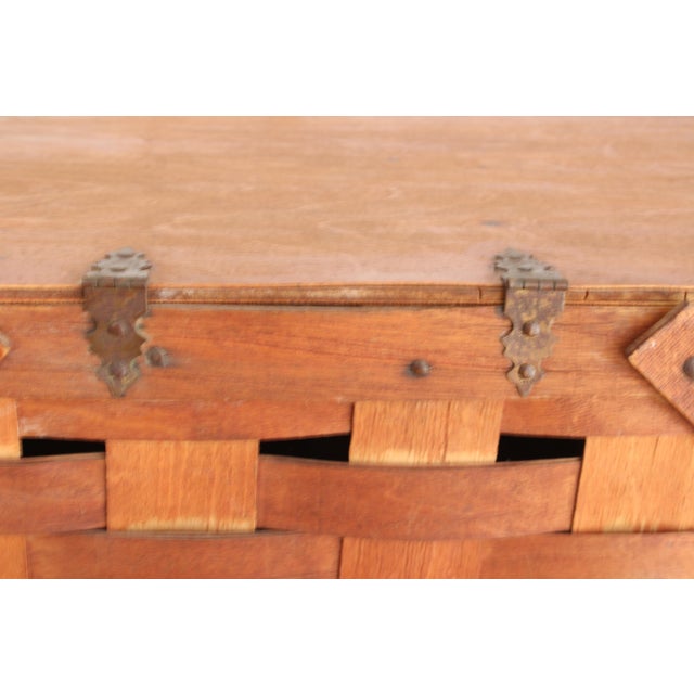 Wood Antique French Splint Picnic Basket For Sale - Image 7 of 7
