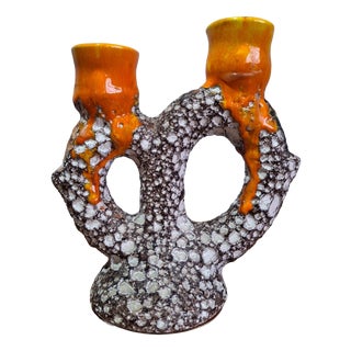 Fat Lava Double Candlestick from Vallauris, 1960s For Sale