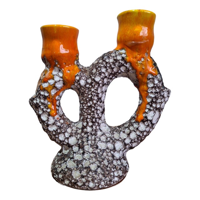 Fat Lava Double Candlestick from Vallauris, 1960s For Sale
