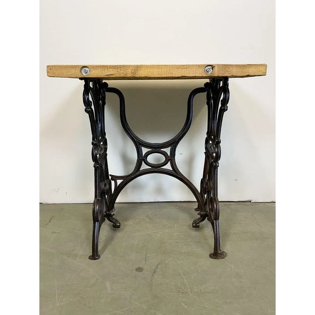 Industrial Iron & Wood Worktable, 1950s For Sale - Image 12 of 14