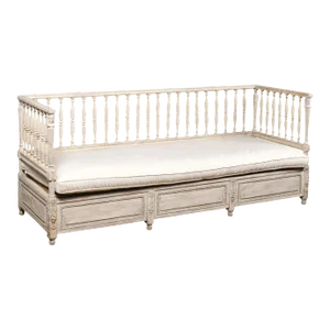 Swedish Egyptian Revival Period 1790s Painted Sofa with Carved Pharaonic Heads