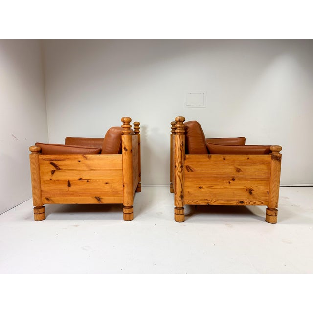Wood Pair of Pine Lounge Chairs by Uno and Osten Kristiansson For Sale - Image 7 of 9