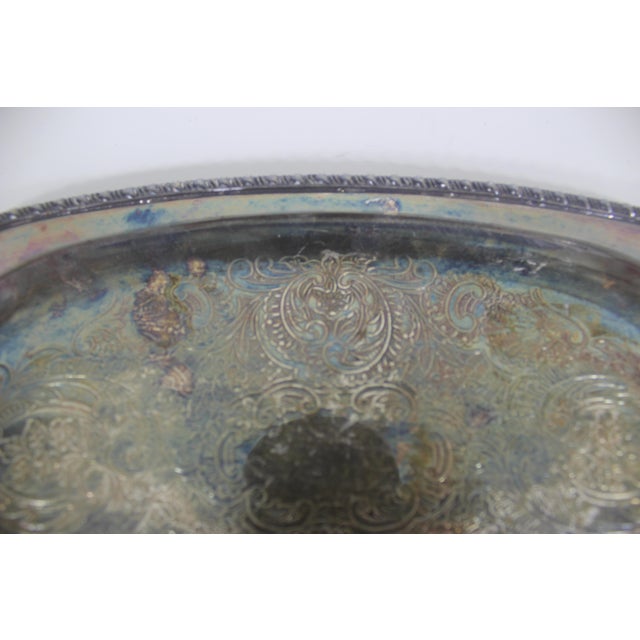 Metal Small Oval Silver Plated Tray, Vintage Plate, Trinket Dish, Heavy Patina Serving, Jewellery, Business Card Holder Old English For Sale - Image 7 of 8