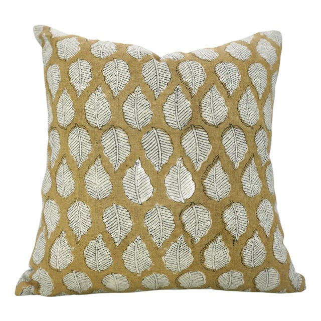 Fabdivine Handcrafted Block Print Cushion Cover 14x14 Inch Viscose Linen-Panchi For Sale