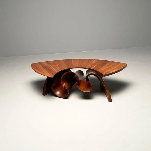 Mid-Century Modern Peter Michael Adams, Mid-Century, Sculptural Coffee Table, Walnut, Usa, 1970s For Sale - Image 3 of 12