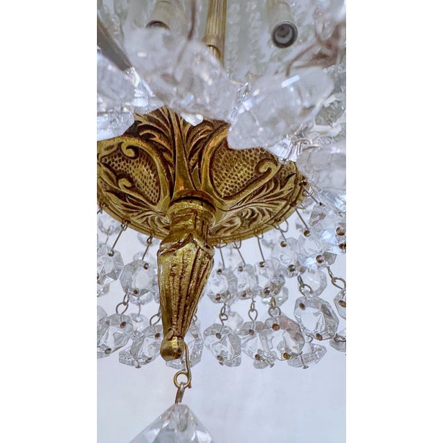 Metal Vintage Brass Basket Chandelier For Sale - Image 7 of 8