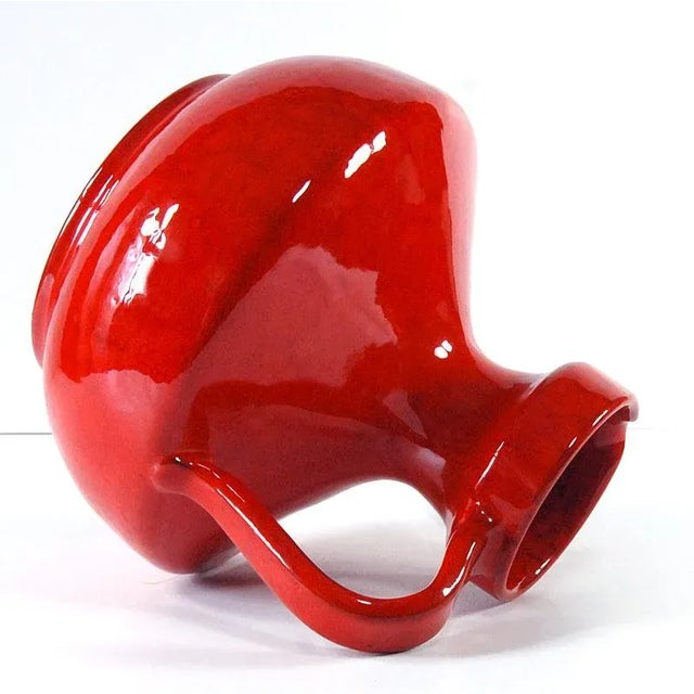 Large Italian Red Glazed Ceramic Vase, 1960s For Sale - Image 4 of 8