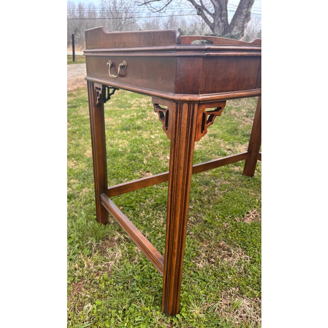 Altavista Lane Vintage Lane Altavista Chinese Chippendale Mahogany Writing Desk Table For Sale - Image 4 of 12