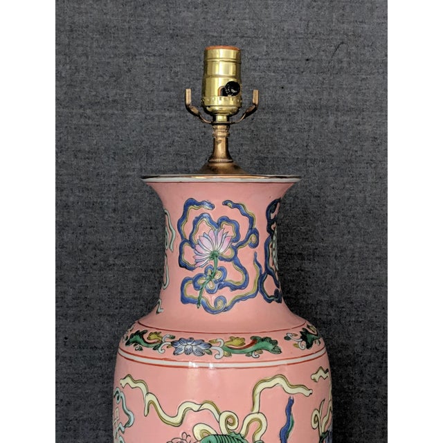 Pink Chinoiserie Porcelain Table Lamp Made in Hong Kong Chairish