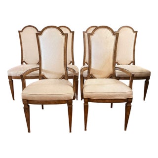 Late 20th Century Attributed to Mastercraft Burl Wood High-Back Dining Chairs, Set of 6 For Sale