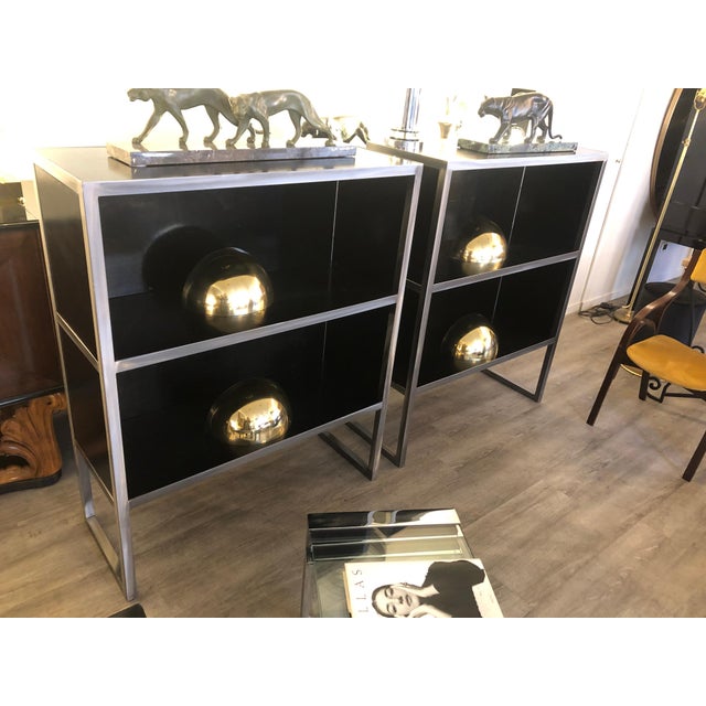 Vintage Baxter Bookcases in Black Leather and Steel, 1990s For Sale - Image 13 of 16