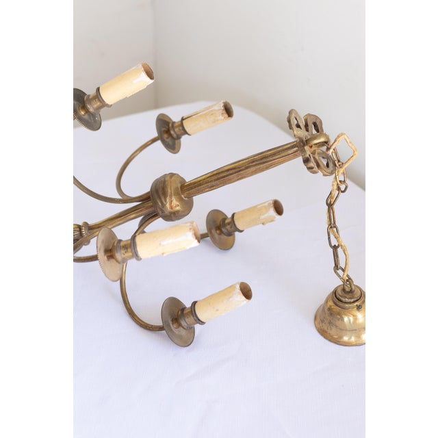Vintage French Brass Drape Chandelier For Sale - Image 9 of 13