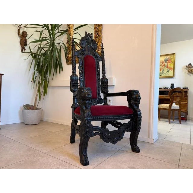 Magnificent royal armchair, chair, fauteuil, ceremonial armchair. Dimensions: Height x Width x Depth: 154 x 77 x 65 cm....