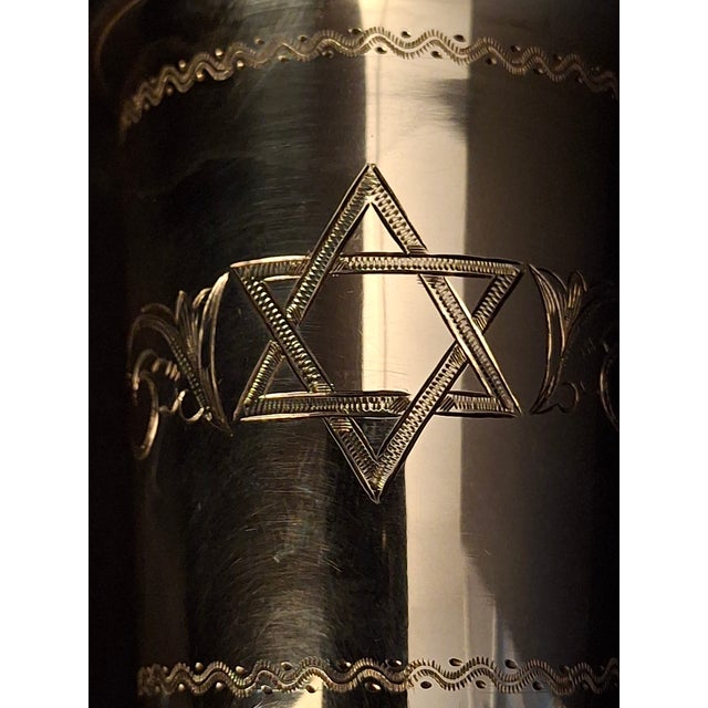 Vintage Sterling Silver Kiddush Cup Star of David Engraved Judaica Tumbler For Sale - Image 4 of 18