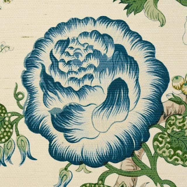 Contemporary Schumacher Josephine Sisal Wallpaper In Peacock For Sale - Image 3 of 4