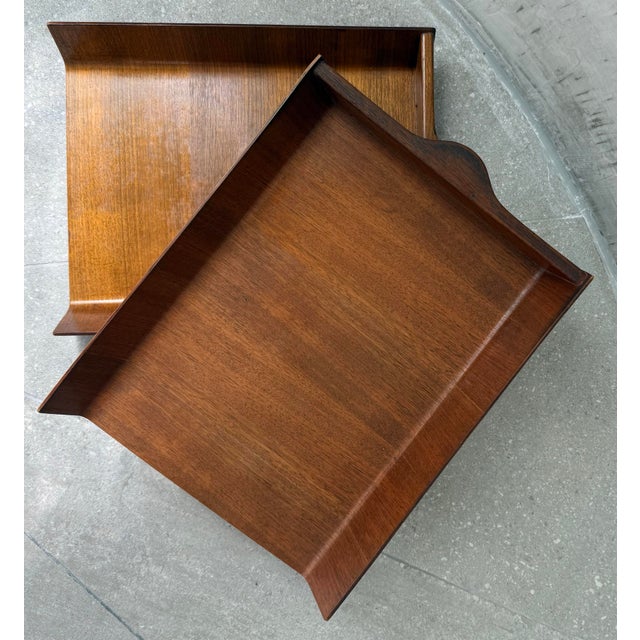 Mid-Century Modern Rare Vintage 1950’s Florence Knoll Architectural Letter Tray of Molded Walnut Plywood For Sale - Image 3 of 12