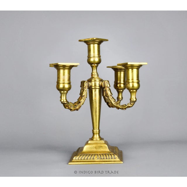 1880's English Gilt Bronze Candelabra 5 Arms This stunning gilt bronze candelabra features 5 ornate arms and holds...