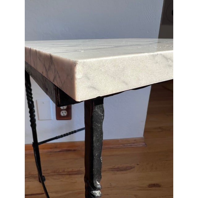 White 1960s Mediterranean Wrought Iron Marble Side / Occasional Table For Sale - Image 8 of 18