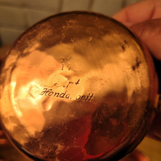 Zint Mid-Century Hammered Copper Cup Set- 7 Pieces For Sale - Image 10 of 10