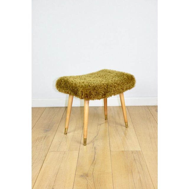 Vintage Stool with Golded Beech Legs, 1970s For Sale - Image 6 of 10