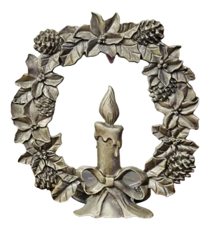 Mid 20th Century Pewter Christmas Wreath Candle Holder
