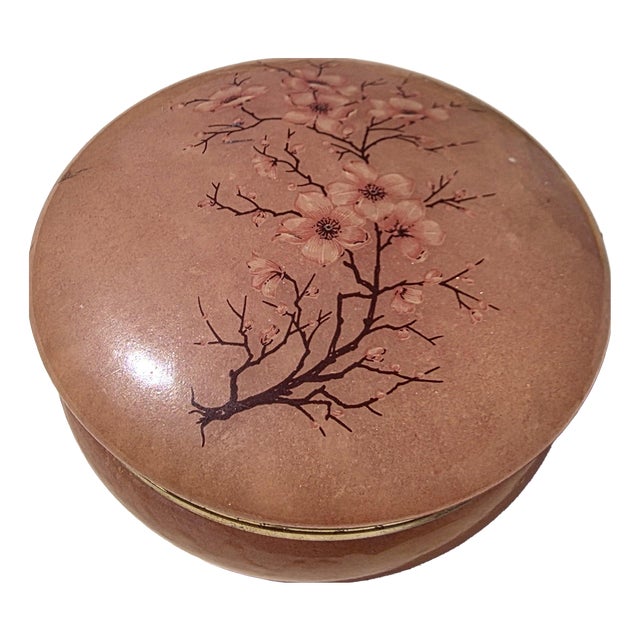 Round Pink Alabaster Jewelry Box, 1960s For Sale