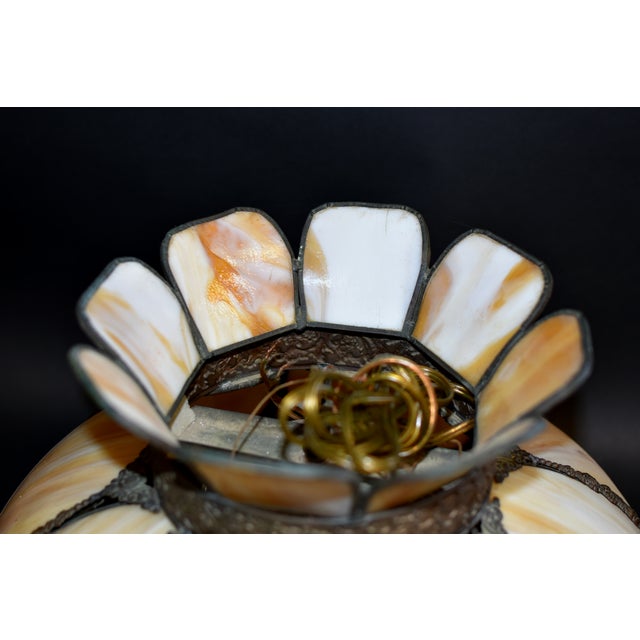 Antique American Bisque Ceiling Light Lamp Shade Glass Victorian Excellent For Sale - Image 13 of 17