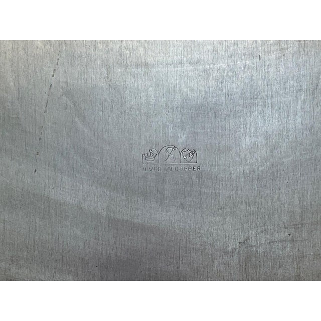 Mid 20th Century Modern Sheridan Silver-on-Copper Tray, Large Handled Silver Tray For Sale - Image 9 of 9