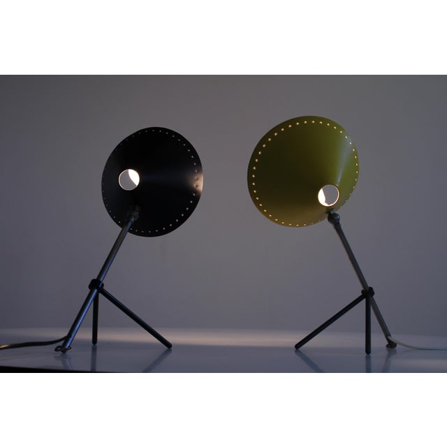 Pinocchio Black and Yellow Tripod Table Lights by H. Th. J. A. Busquet for Hala, 1950s, Set of 2 For Sale - Image 16 of 18