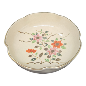 Japanese Porcelain Satsuma Meiji Period Plate Floral Design Hand Painted Bowl