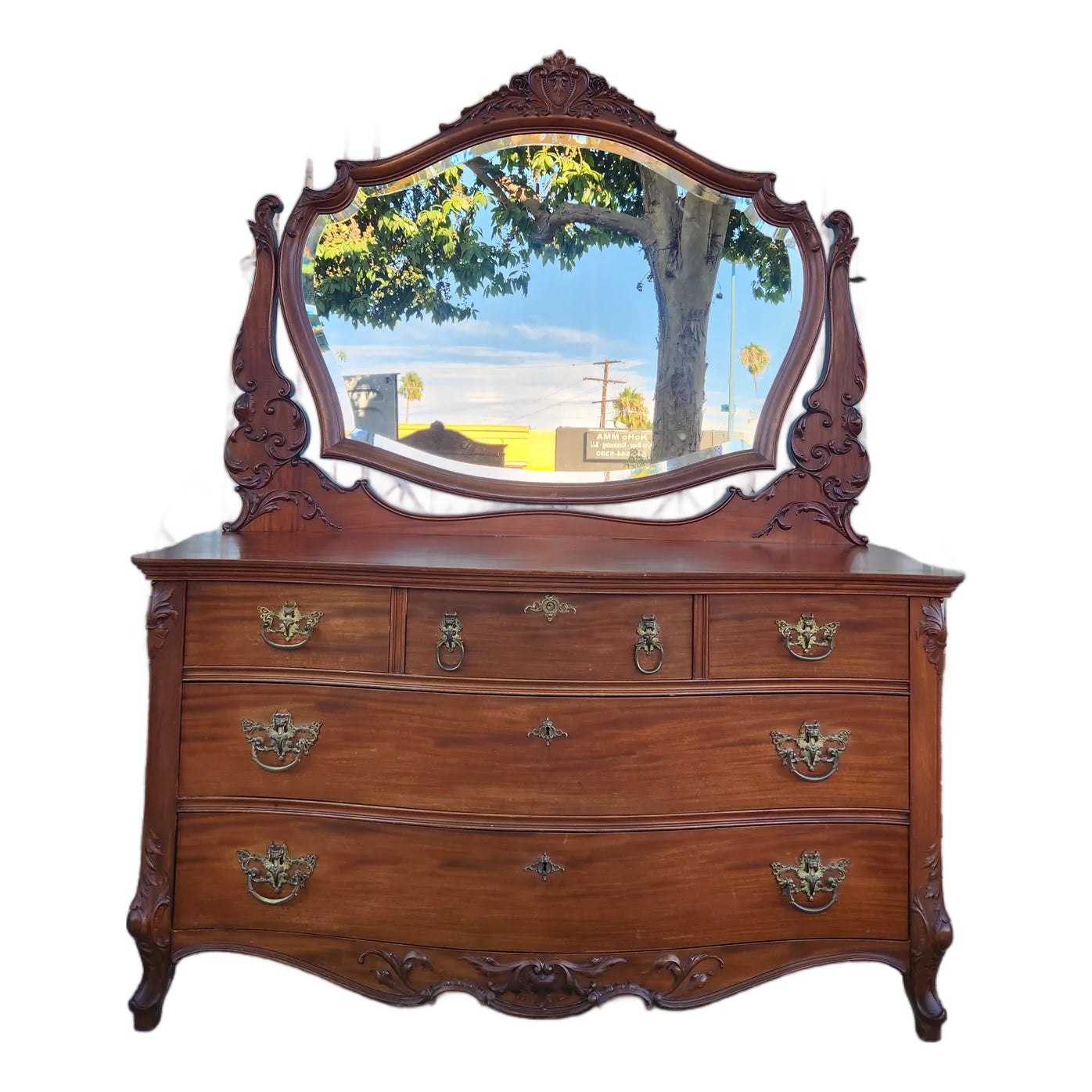 1920s Mahogany Dresser With Mirror