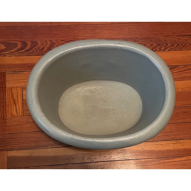 Antique 19th Century French Second Empire Tole Gray Painted Oval Jardiniere Cachepot Planter With Mask Handles For Sale - Image 15 of 18