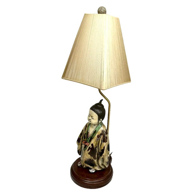 Vintage Japanese Porcelain Figural Lamp For Sale - Image 4 of 10