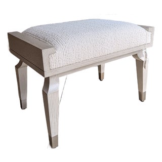 Attributed Currey & Co. Muslin Ottoman For Sale