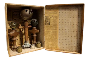 Box Assemblage Sculpture Consisting of Antique Found Objects by Jean Vacher
