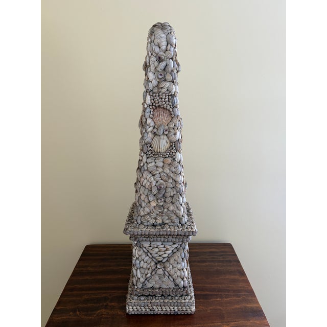 White Late 20th Century Grand Tour Coquillage Shell-Encrusted Obelisk For Sale - Image 8 of 14