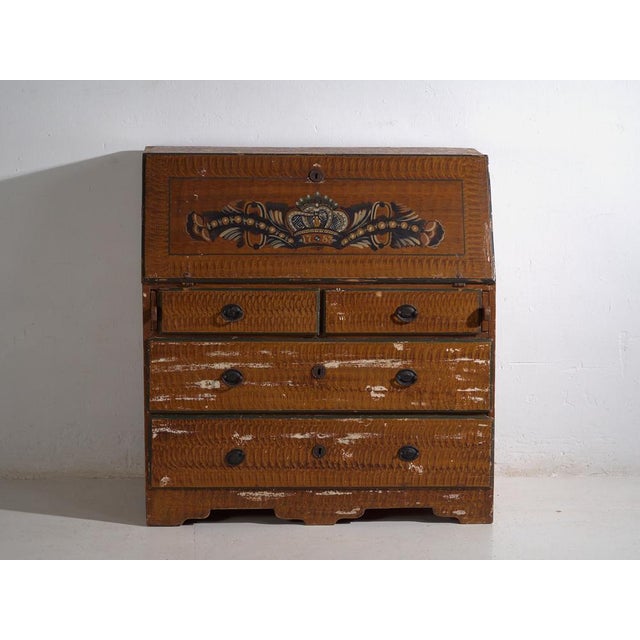 Antique Swedish Painted Secretaire with Drawers For Sale - Image 4 of 18